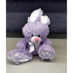Animal Adventure Purple Bunny Pink Nose &‎ White Ribbon 10" Plush Stuffed Animal